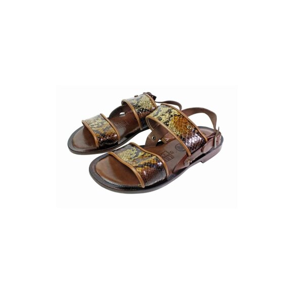 Enzo Brown Italian Men Leather Sandals Shoes main image 7